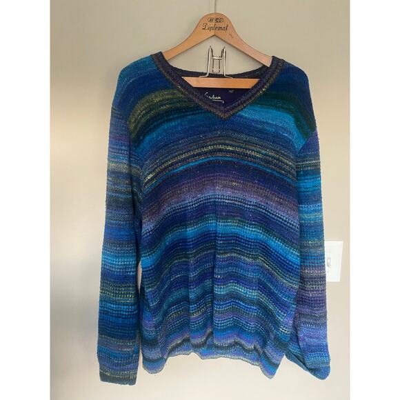 Robert Graham Mens Colorful Space Dyed Huntington V-Neck Knit Sweater 2XL XXL - Picture 1 of 4